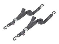 PowerTye Cam Buckle Tie Down Straps – 2 inch x 12ft Straps with Latch Hooks – Ideal for Motorcycle, ATV, Trailers, and Truck Bed Cargo – 600 lb WLL & 1,800 lb Break Strength – USA Made, Black (Pair)