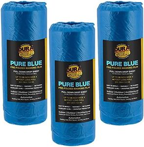 Dura-Gold 95" Wide x 44' Long Roll of Pure Blue Pre-Folded Making Film, 3 Pack - Overspray Paintable Plastic Protective Sheeting, Pull Down Drop Sheet, Auto Painting, Cover Cloth Home Walls Furniture