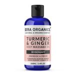 Turmeric & Ginger Massage Oil - Natural Muscle & Joint Relief - Warming, Relaxing, and Soothing Therapy - Lymphatic Drainage & Anti-Inflammatory with Rosemary (100ml) Made in The UK by Sera Organics