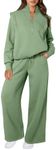 Aleumdr Women's 2 Piece Outfits Sweatsuit Oversized Half Zip Sweatshirt with Sweatpants Fall Tracksuit Sweat Lounge Set Clearly Aqua Large