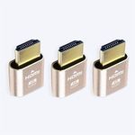 DTECH HDMI Dummy Plug 4K Display Emulator Compatible with Windows Mac OSX Linux (fit-Headless, 3 pack)