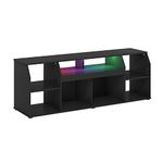 Furinno Jaya TV stand for up to 65 Inch TV, Gaming Enterteinment Center with LED Lights, Living Room Media Console Table, Americano