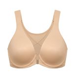 Delimira Women's Front Fastening Bras Posture Plus Size Underwire Unlined Plunge Back Support Seamless Bra Warm Beige 36G