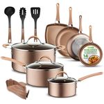 NutriChef 14Pc Nonstick Cookware Set, Pots and Pan Set, Induction Cookware Set- w/Saucepan, Frying Pans, Cooking, Dutch Oven Pot, Lids, Utensils, Strainer