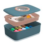 Sewing Box with Sewing Kit Accessories, Professional Portable Sewing Set, DIY Premium Sewing Supplies Storage Box with Scissors, Threads, Needles, Magnifier, Ruler Etc, for Travel, Beginners, Adults