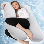 Chilling Home Cooling Jersey Cotton 59 Inch Pregnancy Pillow for Sleeping, Full Body Pillow for Adults, Maternity Pillow for Pregnant Women, Comfort U Shaped Pregnancy Pillow with Removable Cover