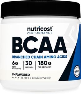 Nutricost BCAA Powder (Unflavored, 30 Servings) - Vegetarian, Non-GMO, Gluten Free, Optimal 2:1:1 Ratio