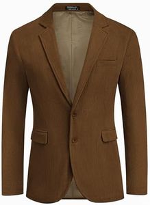 COOFADNY Brown Corduroy Jacket Men Casual Work Wear Sport Coat Slim Fit Business Blazer, Brown, XL