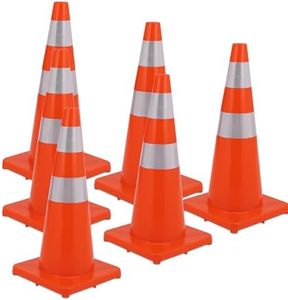 GarveeTech 6 Pack Traffic Safety Cones 36 inch, PVC Orange Cones with Reflective Collars, Parking Training Construction Road Caution Plastic Cones for Parking Lot, Traffic Control, Driving Training