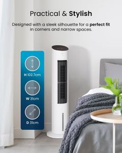 Pro Breeze OmniAir 5L 4-in-1 Evaporative Air Cooler & Tower Fan – Remote, Oscillating, Timer