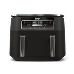 Ninja Foodi Dual Zone Digital Air Fryer, 2 Drawers, 7.6L, 4-in-1, Uses No Oil, Air Fry, Max Crisp, Roast, Reheat, Non-Stick, Dishwasher Safe Baskets and Crisper Plates, Black AF200UK