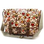 Oilcloth cartoon owl print Cross Body Satchel Shoulder Messenger Saddle Bag (beige)