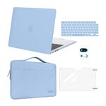 MOSISO Compatible with MacBook Air 13.6 inch Case 2022 2023 2024 Release M3 A3113 M2 A2681 Touch ID, Plastic Hard Shell&Carrying Sleeve Bag&Keyboard Cover&Webcam Cover&Screen Protector, Air Blue