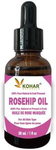 100% Pure Natural Organic Cold Pressed Rosehip Oil for Face. Natural Moisturiser Carrier oil for Skin, Hair and Nail. KOSHER & VEGAN Certified. 30 ml