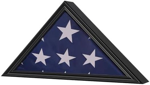 JDECO Military Flag Display Case for Burial Flag - Fits a Folded 5' x 9.5' Flag Military Flag Box - Wooden Frame with Glass with Wall Mount - Flag Display Case for Burial Flag Black