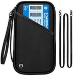 RFID Travel Passport Holder for Family - Large Waterproof Travel Passport Wallet Holder for Men Women, Lightweight Portable Travel Document Organizer Passport Card Cover with Zipper Pocket, Black