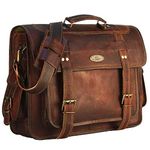 HULSH Leather Laptop Bags for Men Full Grain Leather Messenger Bag Leather Briefcase Computer Satchel Crossbody Shoulder Bag (Large)