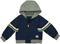 Osh Kosh Boys' Midweight Fleece Lined Windbreaker Jacket, Navy Multi Stripe, 4