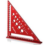 Speed Square, Preciva 7inch/180mm Set Square, Triangle Ruler with 14 Types of Drill Holes, Red