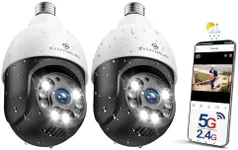 SYMYNELEC 5GHz/2.4GHz Light Bulb Security Camera Outdoor Waterproof 2.5K, 5G Dual Band WiFi Light Socket Security Camera with AI Human Motion Detection Tracking 4MP Color Night Vision Alexa (2 PCS)