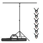 NEEWER T-Shaped Background Backdrop Support Stand Kit, 8.5ft/2.6m Tall Adjustable Tripod Stand and 5ft/1.5m Wide Crossbars with 6 Spring Clamps and 1 Carrying Bag for Studio Photo Video Photography