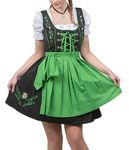 Edelweiss Creek 3 Piece Short Knee Length Dirndl Dress For German Oktoberfest And Adult Costume Black and Green (14)