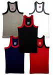 HAP Boys 100% Cotton Gymvest_Multicolor Rib Vest_Pk5_50cm