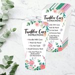 200 PCS Tumbler Care Instruction Cards, Floral Design Customer Direction Card Double-Side Printing Cup/Mug/Glass Care Tips for Small Business Online Shop Owner (3.5” x 2”)