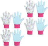 HANDLANDY 4 Pairs Kids Gardening Gloves, Girls Boys Children Garden Work Play Gloves (Pink Dot, Medium)