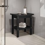 DWVO Poly Lumber Shower Bench, Shower Stool with Handles Storage Shelf, Water Resistant & Non-Slip Design Shower Seat, Shower Bath Chairs Spa Stool for Bathroom 15' x 12' (Black)