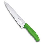 Victorinox Swiss Made Stainless Steel Swiss Classic Chef's Knife, Kitchen Tool for Carving Meat and Large Vegetable, 19 cm, Green, Professional & Household Use | 6.8006.19L4B