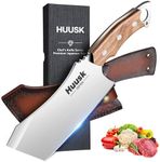 Huusk Meat Cleaver with Sheath, Japanese Cleaver Knife for Meat Cutting, Full Tang Vegetable Cooking Knife, Butcher Cooking knife for Kitchen and Outdoor Camping