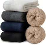 Josnown Thermal Socks for Men, 5 Pairs Thicken Winter Warm Socks, Soft Terry Design Wool Boot Socks, UK 6-11