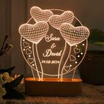 Artistic Gifts Wood 3D Illusion Personalized Led Table Lamp For Couples|Customized Name Night Lamp For Wedding Marriage Anniversary|Return Couple Gift For Friend,Parents,Wife,Husband,Warm White