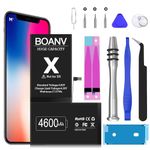 Battery for iPhone X [4600mAh], BOANV Ultra High Capacity iPhone X Battery Replacement New 0 Cycle with Professional Replacement Tool Kits for Model A1865, A1901, A1902