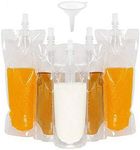 50 beverage bags, transparent smoothie bag container, heavy-duty hand-held leak-proof and sealable beverage bag, 8.4oz for frozen juice beverage bottles, a plastic funnel (250ml)