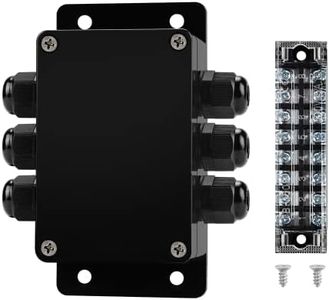 ABS IP67 Waterproof Dustproof Electrical Junction Box, with 15A 600V Barrier Terminal Cable Connector, 3 in/3 Out Power Junction Box(3.93 * 2.67 * 1.96in)