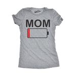 Womens Mom Battery Low Funny Sarcastic Graphic Tired Parenting Mother T Shirt Funny Womens T Shirts Mother's Day T Shirt for Women Women's Novelty T Shirts Light Grey XL