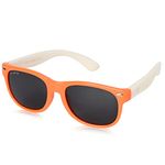 ROZIOR Kid's Square Polarized Sunglasses Orange Frame, Black Lens (Small) - Pack Of 1