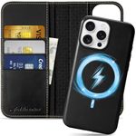 SHIELDON Wallet Case for iPhone 16 Pro Max 5G 6.9", Genuine Leather Detachable Flip RFID Blocking Card Slot Magnetic Shockproof Wireless Charging Case Compatible with iPhone 16 Pro Max - Retro Black