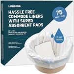 Lunderg Commode Liners with Absorbent Pads - Value Pack Medical Grade 75 Count Universal Fit - Disposable Bedside Commode Liners and Pads for Adult Commode Chairs, Portable & Camping Toilet Bags