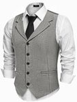 COOFANDY Grey Vests for Men Business Casual Vest Slim Fit Western Suit Vests, Gray, M