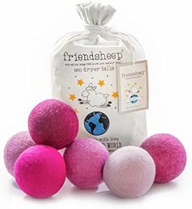 Friendsheep Wool Dryer Balls 6 Pack XL Organic Premium Reusable Cruelty Free Handmade Fair Trade No Lint Fabric Softener - Pink Valentine