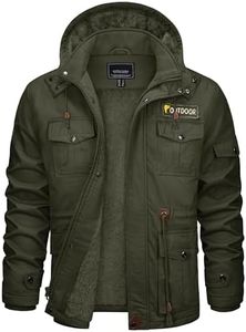 CRYSULLY Men's Winter Fleece Warm Stylish Classic Cargo Jacket Stand Collar Cotton Coat