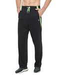 E-SURPA Men's Athletic Pant with Pockets Open Bottom Sweatpants for Men Workout, Exercise, Running (0629-black L)