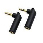 rgzhihuifz 3.5mm Angle Male to Female Audio Adapter, 90 Degree Right Angle Gold-Plated TRS Stereo Jack Plug AUX Connector Compatible with Headset, Tablets, MP3 Players, Speakers(2 Pack)