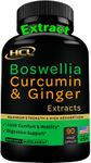 Boswellia Curcumin Ginger Extracts Supplement – Strong 95% Curcuminoids Natural Pain Relief & Joint Support Pills – Extra Strength Anti-Inflammatory Boswelia with Turmeric Curcumin & Organic Ginger