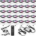 INDARUN RGBW WiFi Led Decking Lights Waterproof IP67 Ø45MM 12V - Led Plinth Light Kits for Terrace/Patio/Path/Wall/Garden/Decoration, 30 Packs