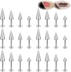 ZS 20G Spike Nose Rings Studs, 18G Stainless Steel Spike Stud Earrings, 16G Septum Lip Rings Cartilage Tragus Helix Piercing for Women Men, Stainless Steel, no gemstone