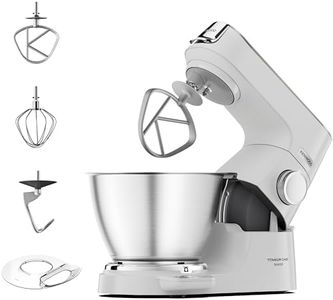 Kenwood Titanium Chef Baker, Kitchen Machine with K-Whisk, Stand Mixer with Kneading Hook, Whisk and 5L Bowl, KVC65.001WH, Power 1400W, White